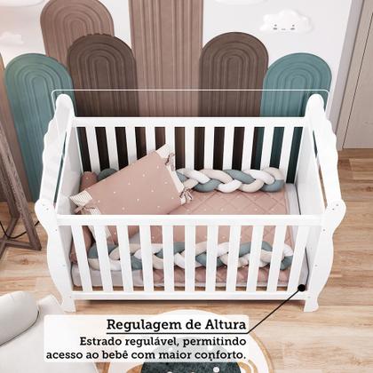 Imagem de Quarto de Bebê com Guarda Roupa 4 Portas Cômoda 1 Porta 4 Gavetas e Berço Nina 100% Mdf Espresso Móv