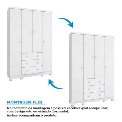 Imagem de Quarto de Bebê com Guarda Roupa 4 Portas Cômoda 1 Porta 4 Gavetas e Berço Nina 100% Mdf Espresso Móv