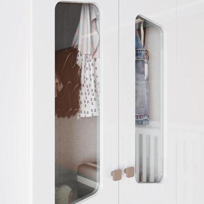 Imagem de Quarto de Bebê com Guarda Roupa 4 Portas e Berço 3 em 1 Retrô Theo Espresso Móveis Branco/Jequitibá HP