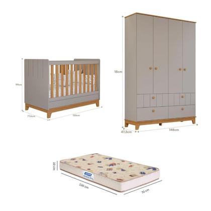 Imagem de Quarto de Bebê com Guarda Roupa Berço e Colchão Liza Permobili