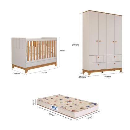 Imagem de Quarto de Bebê com Guarda Roupa Berço e Colchão Liza Permobili
