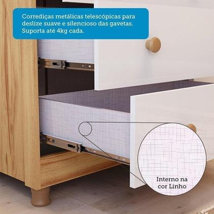 Imagem de Quarto de Bebê com Guarda-roupa Cômoda e Berço 100% Mdf Maya Provençal Espresso Móveis Branco Brilho/Amêndoa