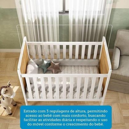 Imagem de Quarto de Bebê com Guarda-roupa Cômoda e Berço 100% Mdf Maya Provençal Espresso Móveis Branco Brilho/Amêndoa