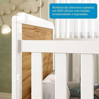 Imagem de Quarto de Bebê com Guarda-roupa Cômoda e Berço 100% Mdf Maya Provençal Espresso Móveis Branco Brilho/Amêndoa