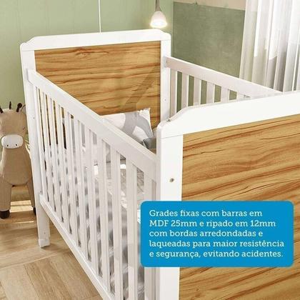 Imagem de Quarto de Bebê com Guarda-roupa Cômoda e Berço 100% Mdf Maya Provençal Espresso Móveis Branco Brilho/Amêndoa