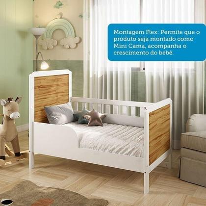 Imagem de Quarto de Bebê com Guarda-roupa Cômoda e Berço 100% Mdf Maya Provençal Espresso Móveis Branco Brilho/Amêndoa