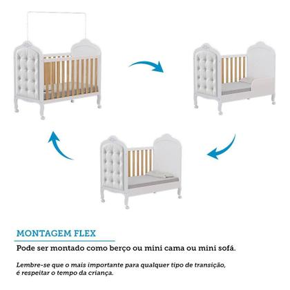 Imagem de Quarto de Bebê com Guarda-roupa Cômoda e Berço com Capitonê 100% Mdf Maya Clássico Espresso Móveis Branco Brilho/Amêndoa/Branco