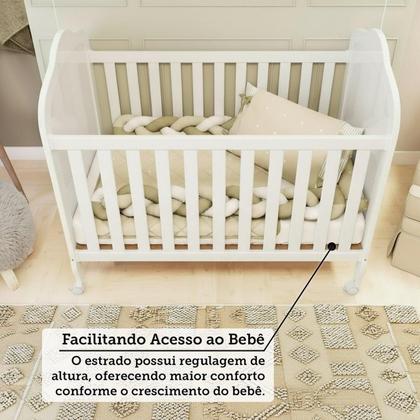 Imagem de Quarto de Bebê com Guarda-roupa Cômoda e Berço com Capitonê Maya Provençal 100% Mdf Espresso Móveis Branco Brilho