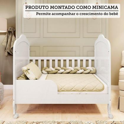 Imagem de Quarto de Bebê com Guarda-roupa Cômoda e Berço com Capitonê Maya Provençal 100% Mdf Espresso Móveis Branco Brilho