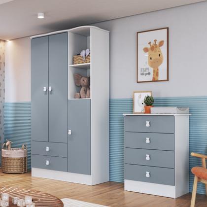 Imagem de Quarto de Bebê com Guarda-Roupa e Cômoda Arco-Íris