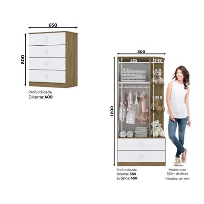 Imagem de Quarto de Bebê com Guarda Roupa e Cômoda Labirinto Henn