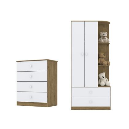 Imagem de Quarto de Bebê com Guarda Roupa e Cômoda Labirinto Henn