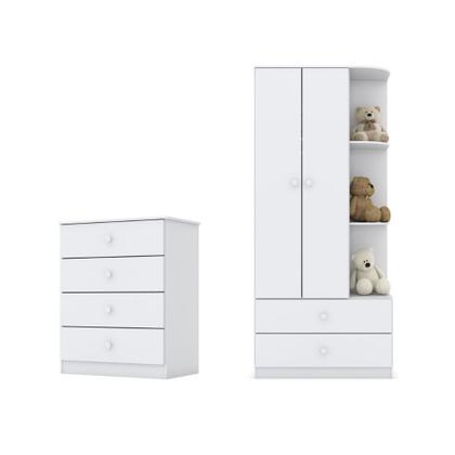 Imagem de Quarto de Bebê com Guarda Roupa e Cômoda Labirinto Henn