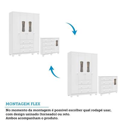 Imagem de Quarto de Bebê com Guarda-Roupas 4 Portas Janeladas Cômoda e Berço 100% MDF Lana Espresso Móveis