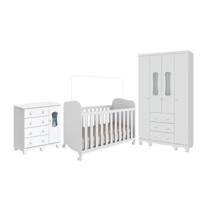 Imagem de Quarto de Bebê com Guarda-Roupas 4 Portas Janeladas Cômoda e Berço 100% MDF Lana Espresso Móveis