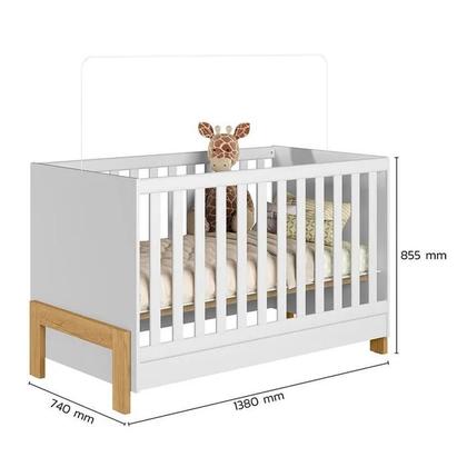 Imagem de Quarto de Bebê Com Roupeiro 3 Portas e Berço Que Vira Mini Cama Móveis Leartam