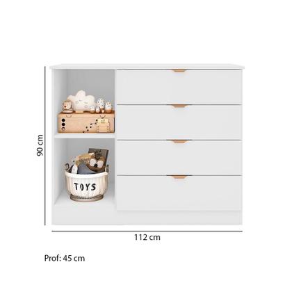 Imagem de Quarto de Bebê com Roupeiro e Cômoda Sapateira Ayla Branco Acetinado Phoenix Baby