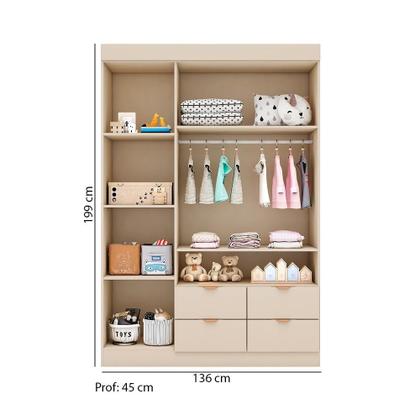 Imagem de Quarto de Bebê com Roupeiro e Cômoda Sapateira Ayla Off White Phoenix Baby