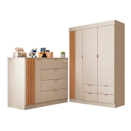 Imagem de Quarto de Bebê com Roupeiro e Cômoda Sapateira Ayla Off White Phoenix Baby