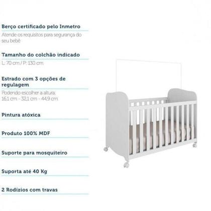 Imagem de Quarto de Bebê Cômoda 1 Porta com Janela e Berço 100% MDF Mimo Espresso Móveis Branco Brilho