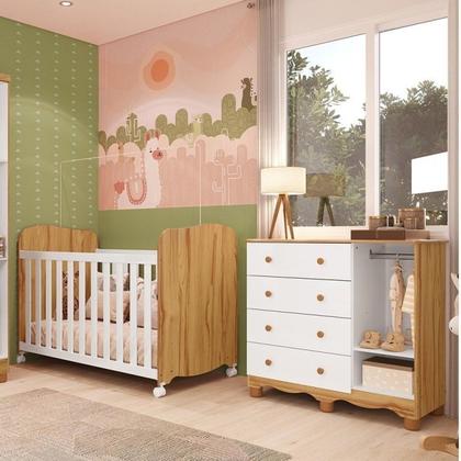 Imagem de Quarto de bebê Cômoda 1 Pta Janelada 4 Gavetas e Berço 100% MDF Lana Espresso Móveis