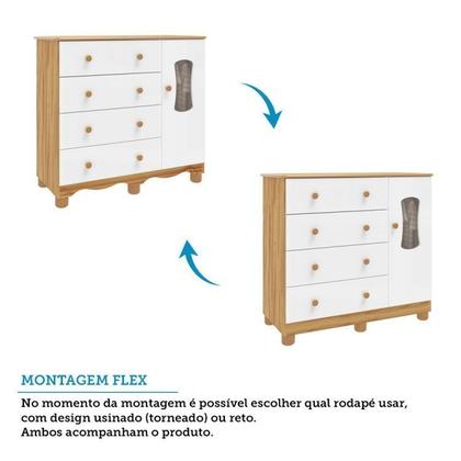 Imagem de Quarto de bebê Cômoda 1 Pta Janelada 4 Gavetas e Berço 100% MDF Lana Espresso Móveis