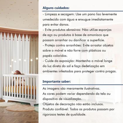 Imagem de Quarto de Bebê Cômoda Berço e Guarda Roupa com Colchão Nina Branco