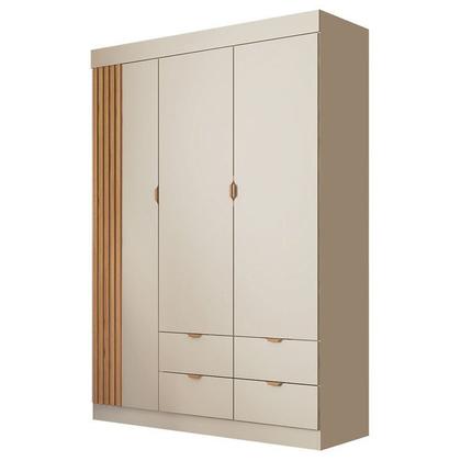 Imagem de Quarto de Bebê Completo 01 Guarda-roupa 3 Portas 4 Gavetas com 01 Cômoda 100% Mdf Ayla