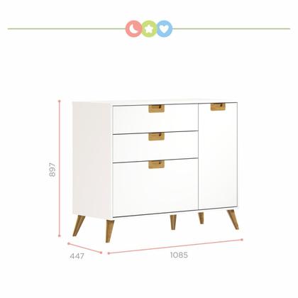 Imagem de Quarto de Bebê Completo 1 Berço com 1 Cômoda 3 Gavetas Caring