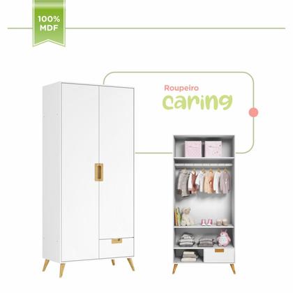 Imagem de Quarto de Bebê Completo 1 Berço com 1 Guarda Roupa 2 Portas Caring Serpil Baby