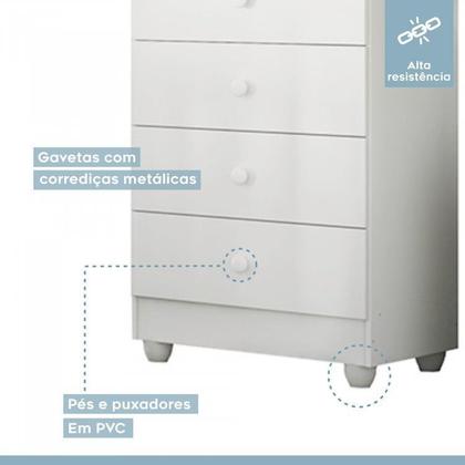 Imagem de Quarto de Bebê Completo 100% MDF 1 Berço Mini Cama com Colchão Life 1 Cômoda Soft Life