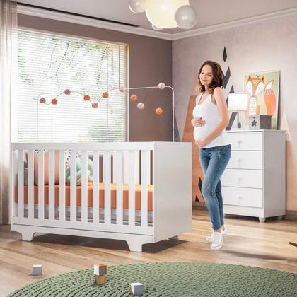 Imagem de Quarto de Bebê Completo 100% MDF 1 Berço Mini Cama com Colchão Life 1 Cômoda Soft Life