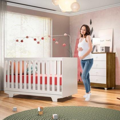 Imagem de Quarto de Bebê Completo 100% MDF 1 Berço Mini Cama com Colchão Life 1 Cômoda Soft Life