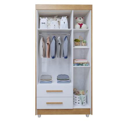 Imagem de Quarto de Bebê Completo 100% MDF com Cômoda Berço e Guarda Roupa 1 MDF Nina Branco/Amadeirado