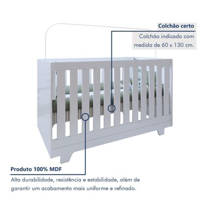 Imagem de Quarto de Bebê Completo 100% MDF com Cômoda Berço e Guarda Roupa 1 MDF Nina