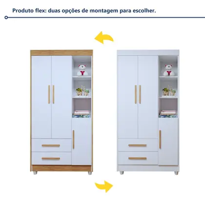 Imagem de Quarto de Bebê Completo 100% MDF com Cômoda Berço e Guarda Roupa 1 MDF Nina