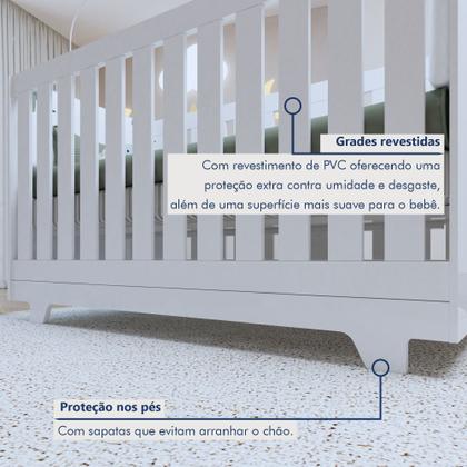 Imagem de Quarto de Bebê Completo 100% MDF com Cômoda Berço e Guarda Roupa 1 MDF Nina