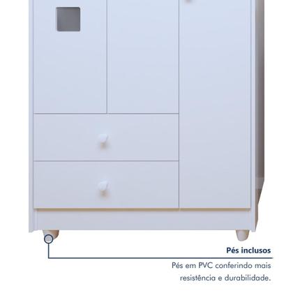 Imagem de Quarto de Bebê Completo 100% MDF com Guarda Roupa 3 Portas, Cômoda e Berço Mini Cama Life Espresso Móveis Branco