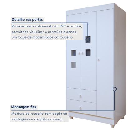 Imagem de Quarto de Bebê Completo 100% MDF com Guarda Roupa 3 Portas, Cômoda e Berço Mini Cama Life Espresso Móveis