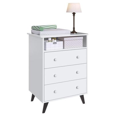Imagem de Quarto de Bebe Completo 3 Peças 1 Cômoda 1 Roupeiro 1 Berço Pipoca Móveis Percasa Branco