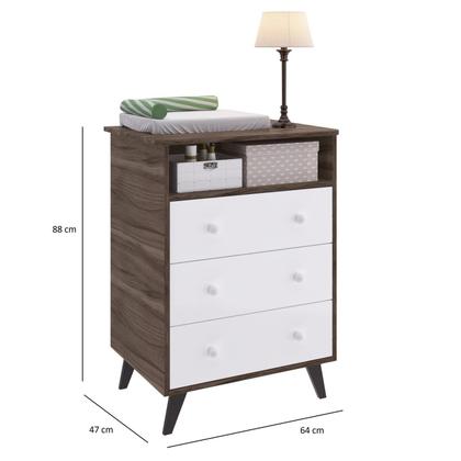 Imagem de Quarto de Bebe Completo 3 Peças 1 Cômoda 1 Roupeiro 1 Berço Pipoca