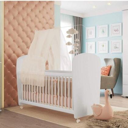 Imagem de Quarto de Bebe Completo Algodão Doce com Guarda Roupa 2 Portas, Cômoda e Berço Espresso Móveis Branco