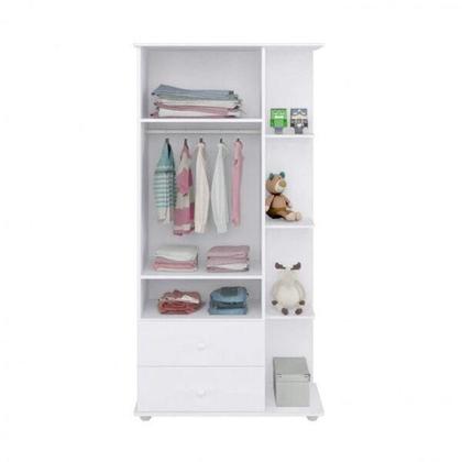 Imagem de Quarto de Bebe Completo Algodão Doce com Guarda Roupa 2 Portas, Cômoda e Berço Espresso Móveis Branco