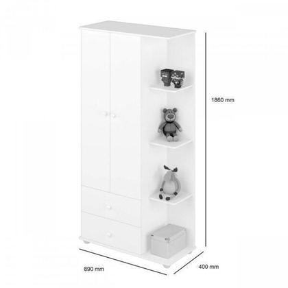 Imagem de Quarto de Bebe Completo Algodão Doce com Guarda Roupa 2 Portas, Cômoda e Berço Espresso Móveis Branco