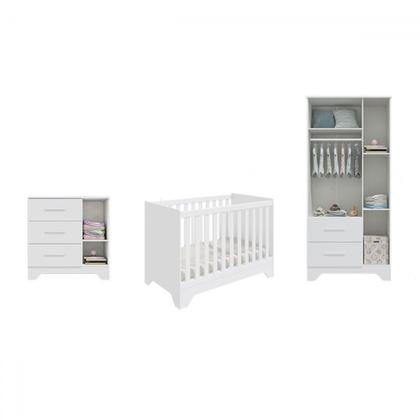 Imagem de Quarto de Bebê Completo Ariel 100% Mdf 4 Portas 5 Gavetas Branco Brilho - Pnr Móveis