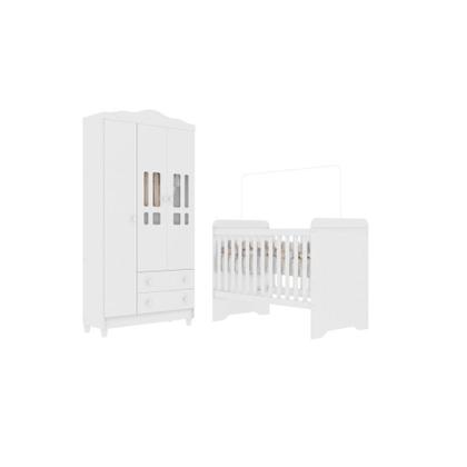 Imagem de Quarto de Bebê Completo Berço 3 em 1 Gabrielle Guarda Roupa 3 Portas Infantil Branco Carolina Baby
