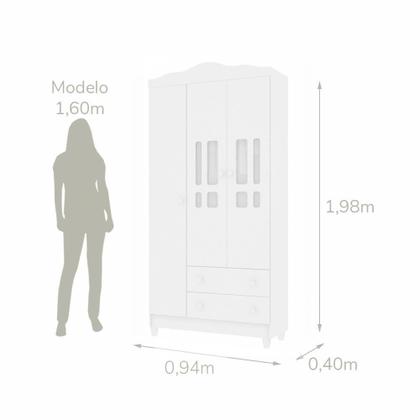 Imagem de Quarto de Bebê Completo Berço 3 em 1 Gabrielle Guarda Roupa 3 Portas Infantil Branco Carolina Baby