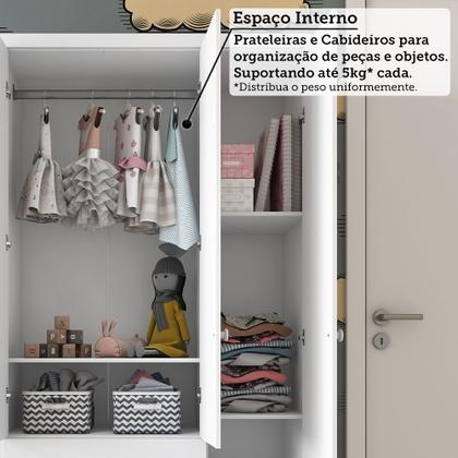 Imagem de Quarto de Bebê Completo Berço 3 em 1, Guarda-roupa 3 Portas e Cômoda 100% MDF Nina Espresso Móveis