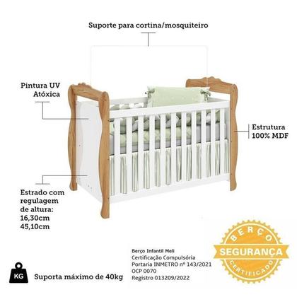 Imagem de Quarto de Bebê Completo Berço 3 em 1, Guarda-roupa 3 Portas e Cômoda 100% MDF Nina Espresso Móveis