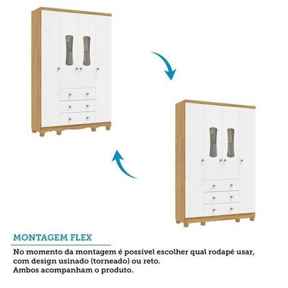 Imagem de Quarto de Bebê Completo Berço 3 em 1, Guarda-roupa 4 Portas e Cômoda 100% MDF Aurora Espresso Móveis